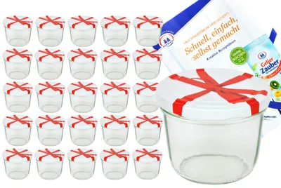 Image de lot de 25 pots 230 ml To 82 avec couvercle décoratif et livret de recettes Diamant Gelierzauber