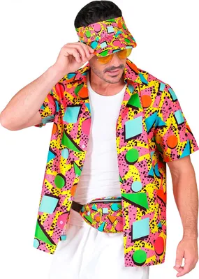 Image de chemise colorée des années 90 pour adultes - S / M