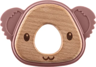 Produktbild von ZOPA Silikon-Holzbeißring Koala Altrosa