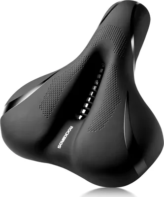 Zdjęcie produktu dla ROCKBROS – wyjątkowo wygodne siodełko rowerowe dla kobiet i mężczyzn z pianką o wysokiej gęstości, ergonomiczne, oddychające i amortyzujące wstrząsy, do rowerów miejskich i MTB, kolor czarny