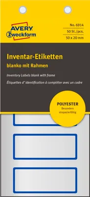 Zdjęcie produktu dla Avery 6914, Niebieski, Srebrny, Zaokrąglony prostokąt, Na stałe, Niebieski na srebrnym, Poliester, 5 szt.