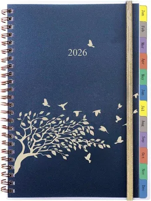 Produktbild von Famanu Agenda 2026 A5 Wochenplaner mit Spiralbindung – Monatstabs, Notiz- und Kontaktseiten