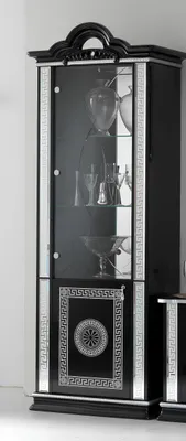Produktbild von Vitrine Holz Schrank Klassische Vitrinen Holz Schränke Design Wohnzimmer Glas