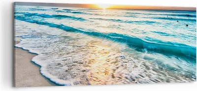 Produktbild von Bild auf Leinwand - Leinwandbild - Meer Welle Strand - 100x40cm - Wand Bild - Wanddeko - Wandbilder - Leinwanddruck - Bilder - Kunstdruck - Wanddekoration - Leinwand bilder - Wandkunst - AB100x40-3621