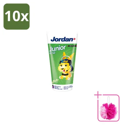 Productafbeelding van 10 x Jordan Junior tandpasta, voor kinderen van 6-12 jaar - fruitsmaak met munt - 50 ml - voordeelverpakking - 10 stuks