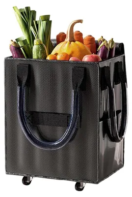 Produktbild von Faltbarer Einkaufstrolley mit Rollen, großer Fassungsvermögen, schwerlastfähig, Teleskopgriff, geräuscharme Räder, wasserabweisend, für Supermarkt, Camping, Umzug
