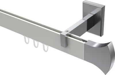 Produktbild von Interdeco Innenlaufstange / Gardinenstange mit Innenlauf Weiß / Chrom, Typ Smartline Conex (Rundung), 14x35 mm 1-läufig, 200 cm