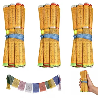 Gebetsfahnen-Set, 3 Ketten à 20 Fahnen, 5 m, Polyester, bunt