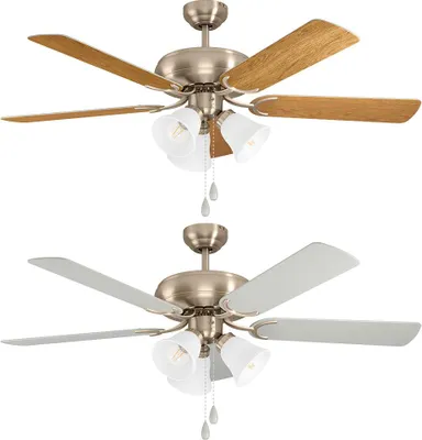 Immagine prodotto di Ventilatore da soffitto EGLO LAS PALMAS, ventilatore a 5 pale con luce, catena a strappo, corpo in acciaio in nichel opaco, funzionamento estivo/invernale, motore AC, Ø 132 cm