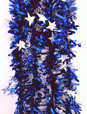 Produktbild von Lametta 5m Girlande Weihnachten Weihnachtsgirlande Christbaumschmuck Deko Sterne LMT9 Blau