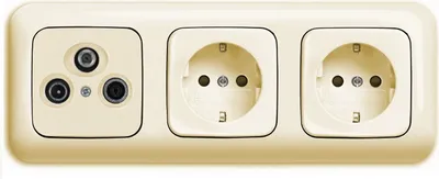 Produktbild von BUSCH JÄGER SET cremeweiß Antennendose Radio/TV/SAT + 2 x Steckdose + Rahmen