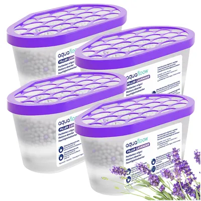 Immagine prodotto di 4 deumidificatori da 400 ml – Assorbitori di umidità per cucina, bagno, auto e soggiorno – Profumo di lavanda