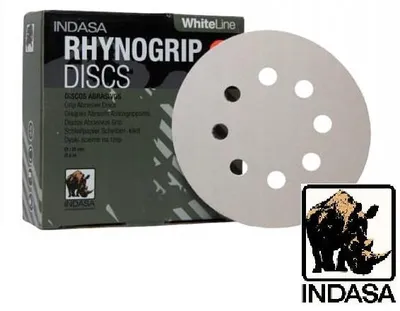 Produktbild von INDASA Klebepapier-Scheibe, weiß, 125 mm, 8-fach, Körnung 60, 50 Stück