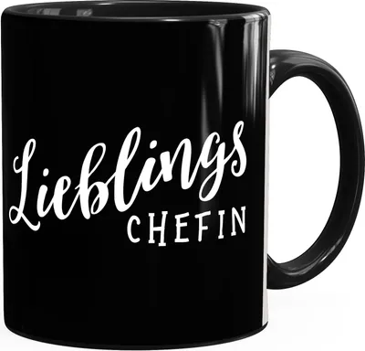 Produktbild von Kaffee-Tasse Lieblingschefin Geschenk Weihnachten Geburtstag Jubiläum Bürotasse Moonworks® schwarz unisize