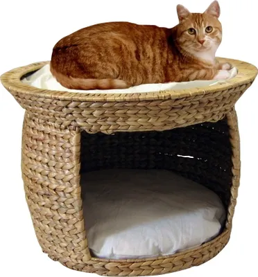 Produktbild von SILVIO DESIGN, Katzen-Korbturm Wasserhyazinthe Natur-wollweiß