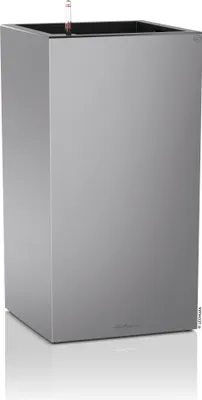 Produktbild von LECHUZA-Pflanzgefäß CANTO Premium 40 High Silber Metallic | Pflanzgefäß mit Bewässerungssystem | Metallic-Oberfläche | 40 x 40 x 76 cm | 13658