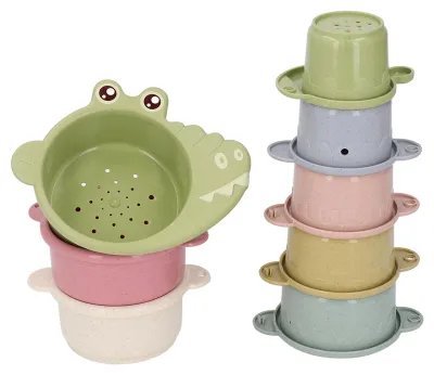 Produktbild von 8 Stück Stapelbecher Farbe Lernen niedliches Tiermuster Spaß aushöhlen Boden Lernspielzeug Babyparty Geschenk