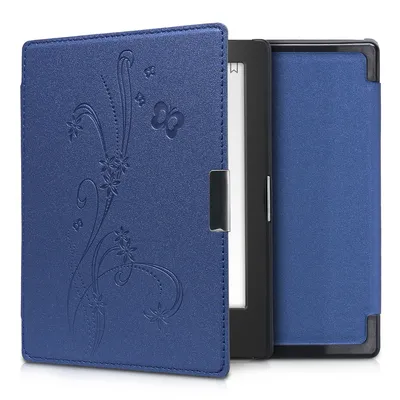 Zdjęcie produktu dla kwmobile Flip Cover kompatybilny z Kobo Aura Edition 1 Cover - Etui na eReader - Vines Butterfly Dark Blue
