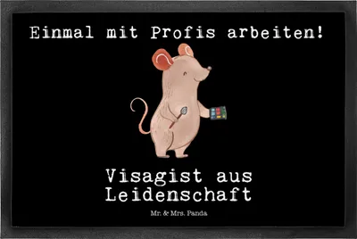 Produktbild von Mr. & Mrs. Panda fußmatte Visagist Leidenschaft 50 x 75 cm - Schwarz - Geschenk, Eingangsteppich, Schmutzmatte, Beauty Salon, Kosmetiker, Ausbildung, Schmutzfangmatte