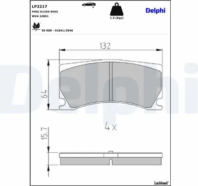 Produktbild von DELPHI Bremsbeläge Satz Hinten Bremsklötze für JAGUAR XK Coupe (X150) LP2217