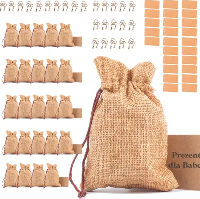 Obrázek produktu pro Látkový sáček 25ks 13x9cm jutový sáček se stahovací šňůrkou 190g/m2 dárkový sáček