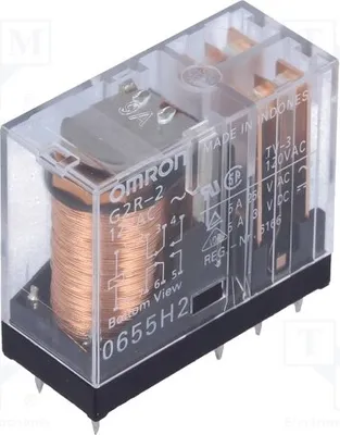Immagine prodotto di 1 relè: bobina elettromagnetica, 12 VAC, 5 A / 250 VAC, modello G2R-2, 12 VAC