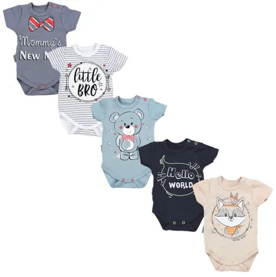 Produktbild von TupTam Unisex Baby Kurzarm Body mit Aufdruck Spruch 5er Pack, Farbe: Junge, Größe: 98
