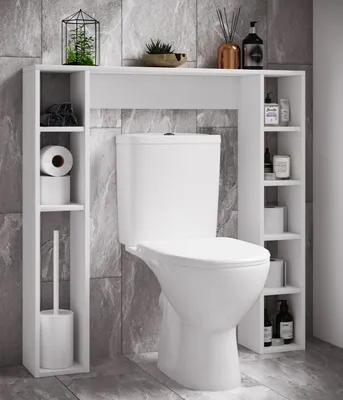 Produktbild von VCM Holz Wandregal | Standregal | Überbau WC | Maße: H. 100 x B. 98 x T. 18 cm | 8 Fächer - Tinoli M