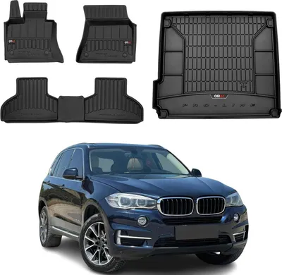 Immagine prodotto di Set di tappetini e fodere per il bagagliaio OMAC per BMW X5 F15 2013-2018 in gomma nera 4x