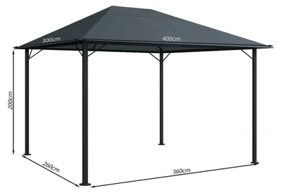 Produktbild von Metall Garten Pavillon Nizza 3x4m Grau RAL 7012