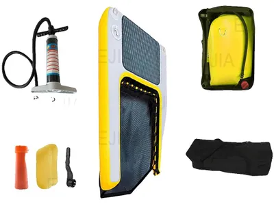 Obrázok produktu pre Nafukovacia rampa do člna pre psov, pevná konštrukcia, jednoduchý prístup, žltá, 120 x 80 x 15 – 47 x 31 x 6 palcov