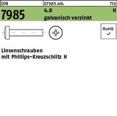 Produktbild von Reyher  Linsenschrauben DIN 7985 4.8 M 3,5x6 -H vz (2000 Stück)