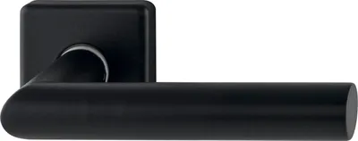 Produktbild von Hoppe Drückerhalbgarnitur Amsterdam eckig, Vierkant 10/72mm Türklinke + Rosette + Unterkonstruktion + Schnellstift, Edelstahl schwarz