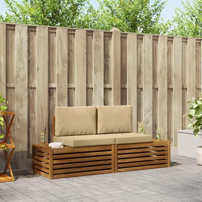 Produktbild von "2026 Aktion"Outdoor-Sofagarnitur/Couchgarnitur - CLORIS - Outdoor-Möbel - für Garten/Terrasse - mit Kissen 2 Stück Natur und Beige - Gartensofas Promotion649957