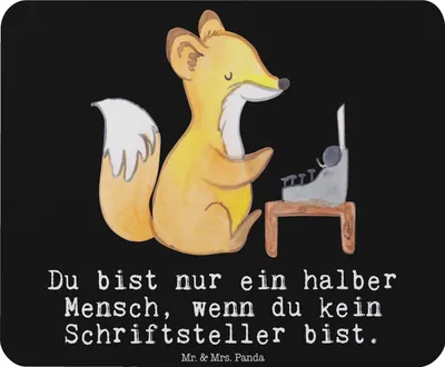 Produktbild von Mr. & Mrs. Panda Mauspad Schriftsteller Herz - Schwarz - Geschenk, Spruch, Mousepad, pc, Verlag, laptop, Buchladen, Lustig, Buchhandlung, Mouse Pad, Beruf