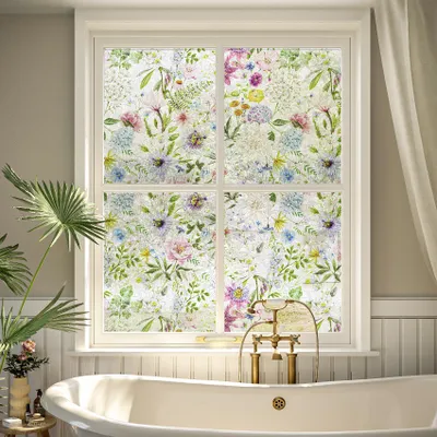 Blumen-Fensterfolie, 30x200 cm, Sichtschutz, Anti-UV, selbstklebend