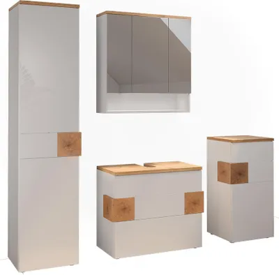 Produktbild von Vicco Badmöbel-Set Eden, 4 Teile, Weiß/Artisan-Eiche