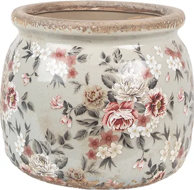 Produktbild von Clayre & Eef Blumentopf Ø 16x13 cm Grau Keramik Blumen