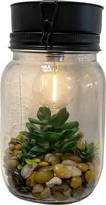 Produktbild von LED Deko Lampe Hängelampe Hängeflasche Sukkulente Batterie Ø10xH21cm