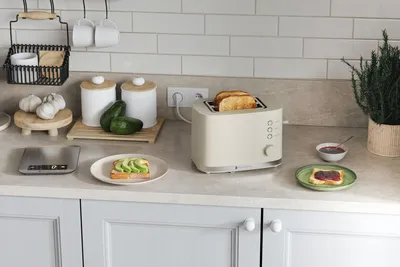 Produktbild von KitchenBrothers Toaster - Retro - Toaster - 6 Einstellbare Bräunungsstufen - 2 Extra Breite Schlitze - 870W - Beige