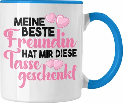 Produktbild von Trendation - Unbiologische Schwester Tasse Geschenk Beste Freundin Geburtstag Lustig Freundinnen Spruch Becher Beste Freundinnen (Blau)