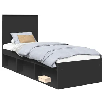 Zdjęcie produktu dla vidaXL Rama łóżka czarna 75 x 190 cm lite drewno sosnowe