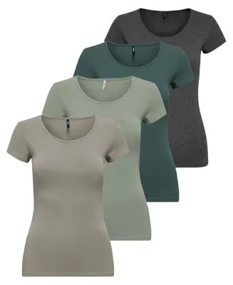 Produktbild von ONLY Damen Onllive Love SS Oneck TOP JRS, Dark Grey Melange/Balsam Green, M