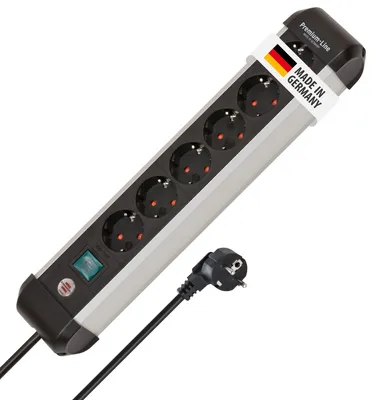 Produktbild von Brennenstuhl 1391030600, 3 m, Drinnen, Abgewinkelt, IP20, Schwarz, Silber, 6 AC-Ausgänge