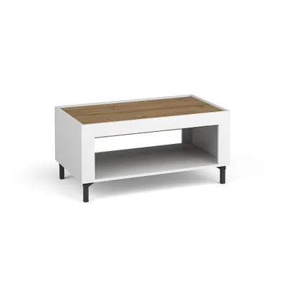 Produktbild von Couchtisch MONTA 97×56 cm Wohnzimmertisch mit offene Regal, Weiß