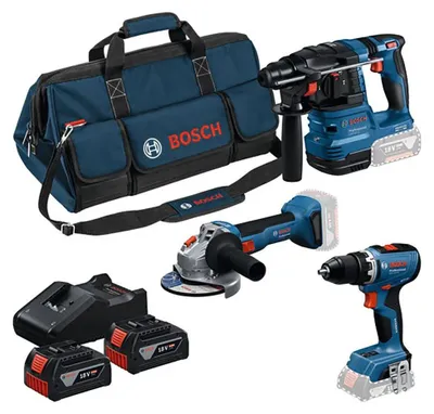 Obrázek produktu pro Sada 3 kusů nářadí 18 V: GSR + GWS + GBH + 2 baterie GBA 18V 4,0 Ah + GAL 18V-40 Professional - BOSCH - 0615A50094