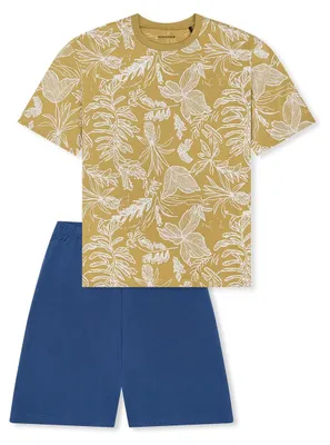 Produktbild von Schiesser Nightwear Baumwolle Schlafanzug Set aus T-Shirt und kurzer Hose, Weiche Baumwollqualität, Lässiger Schnitt