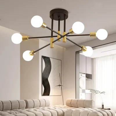 Produktbild von Comely Deckenleuchte Vintage 6 Flammig Sputnik Kronleuchter Schwarz 72CM