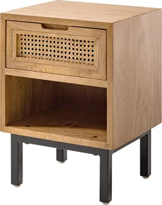 Produktbild von home24 Nachtkommode - Mango Massiv / Wiener Geflecht