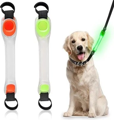 Zdjęcie produktu dla Lampka nocna dla psów, 2 sztuki taśm LED dla zwierząt domowych, ładowalne lampki na obrożę dla psów, 3 tryby migania, łatwe do zamocowania na obroży, smyczy i obroży z paskiem, wodoodporna taśma LED dla psów